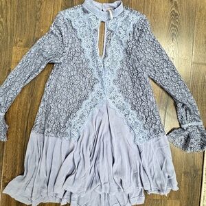 Free People Lavender Lace & Ruffle Dress